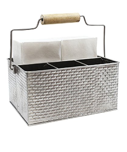 Tablecraft Brickhouse Collection Flatware/Utensil Caddy with Handle, 10¾ x 8½ x 4¾"