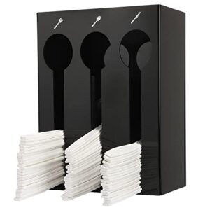 kevtvek plastic utensil dispenser holder caddy black silverware organizer silverware holder suitable for restaurant, party, picnic, office, cafe..