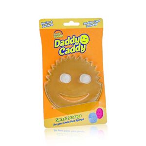 scrub daddy sponge holder – daddy caddy – suction sponge holder for smiley face sponge , non-slip suction cups, sink organizer for kitchen and bathroom, self draining, dishwasher safe – 1ct