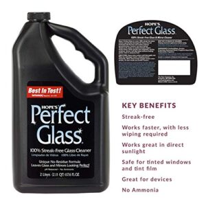 HOPE'S Perfect Glass Cleaner Spray Refill, Streak-Free, Ammonia-Free Window, Mirror, Screen, Tinted Glass, and Shower Door Cleaner, Indoor and Outdoor Glass Surfaces, 67.6 Ounce, Pack of 1