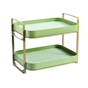 lille home two-tier multi-functional storage organizer with removable drain tray, cup/mug holder shelf, bpa free (green)