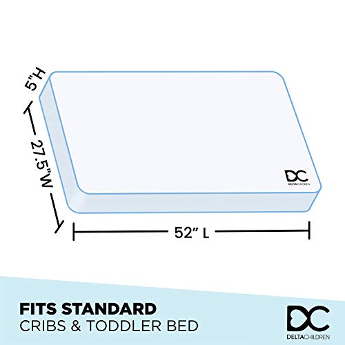 Delta Children Twinkle Galaxy Dual Sided Crib and Toddler Mattress - Premium Sustainably Sourced Fiber Core - Waterproof - GREENGUARD Gold Certified (Non-Toxic) - 7 Year Warranty - Made in USA