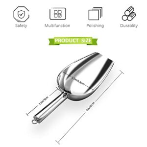 Metal Ice Scoop 6 Oz，Kitchen Ice Scooper for Ice Maker, Small Food Scoops for Bar Party Wedding Pet Dog Food, Stainless Steel Silver