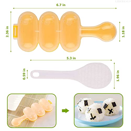 Rice Ball Mold with Spatula - DIY Sticky Rice Molds Large Ball Mold Kitchen Tool Rice Ball Maker Shake with Mini Rice Scoop - Rice Roll Shaker Ball Maker Rice Ball Maker Shake for Kids