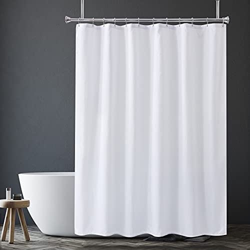 Amazer White Shower Curtain Liner Washable, 72 x 72 Inches, Fabric Shower Liner with 2 Bottom Stones, Waterproof 2-in-1 Shower Curtain and Liner, 12 Grommet Holes, Hotel Quality, White