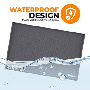 RESILION Flexible Waterproof Grey Silicone Under Sink Mat for Kitchen Cabinet with Drain Hole, 34" X 22" Silicone Under Sink Mat Liner Hold Up to 2 Gallons Liquid Sink Mats for Bottom of Kitchen Sink