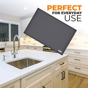 RESILION Flexible Waterproof Grey Silicone Under Sink Mat for Kitchen Cabinet with Drain Hole, 34" X 22" Silicone Under Sink Mat Liner Hold Up to 2 Gallons Liquid Sink Mats for Bottom of Kitchen Sink