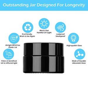 SKMZ 12PCS UV Protection Small Glass Jars With Lids Reusable 5ml Black Food Glass Bottle Mini Airtight Container For Oil Salve leaf Storage 1 Wax Carving Tools - 5g black