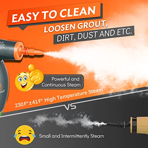 1250W Powerful Handheld Steam Cleaner with Detergent Container and Safety Lock, Multifunctional and Pressurized Hand Held Steamer for Kitchen, Bathroom, Windows and Floors, Steamer for Cleaning