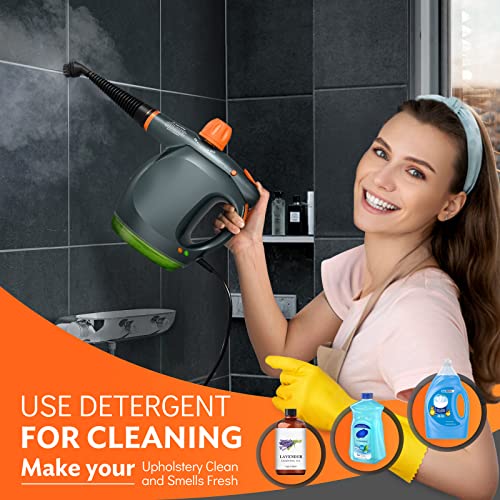 1250W Powerful Handheld Steam Cleaner with Detergent Container and Safety Lock, Multifunctional and Pressurized Hand Held Steamer for Kitchen, Bathroom, Windows and Floors, Steamer for Cleaning