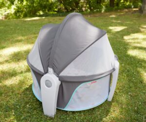 fisher-price portable bassinet and travel-play area with baby toys, indoor and outdoor use, on-the-go baby dome, windmill