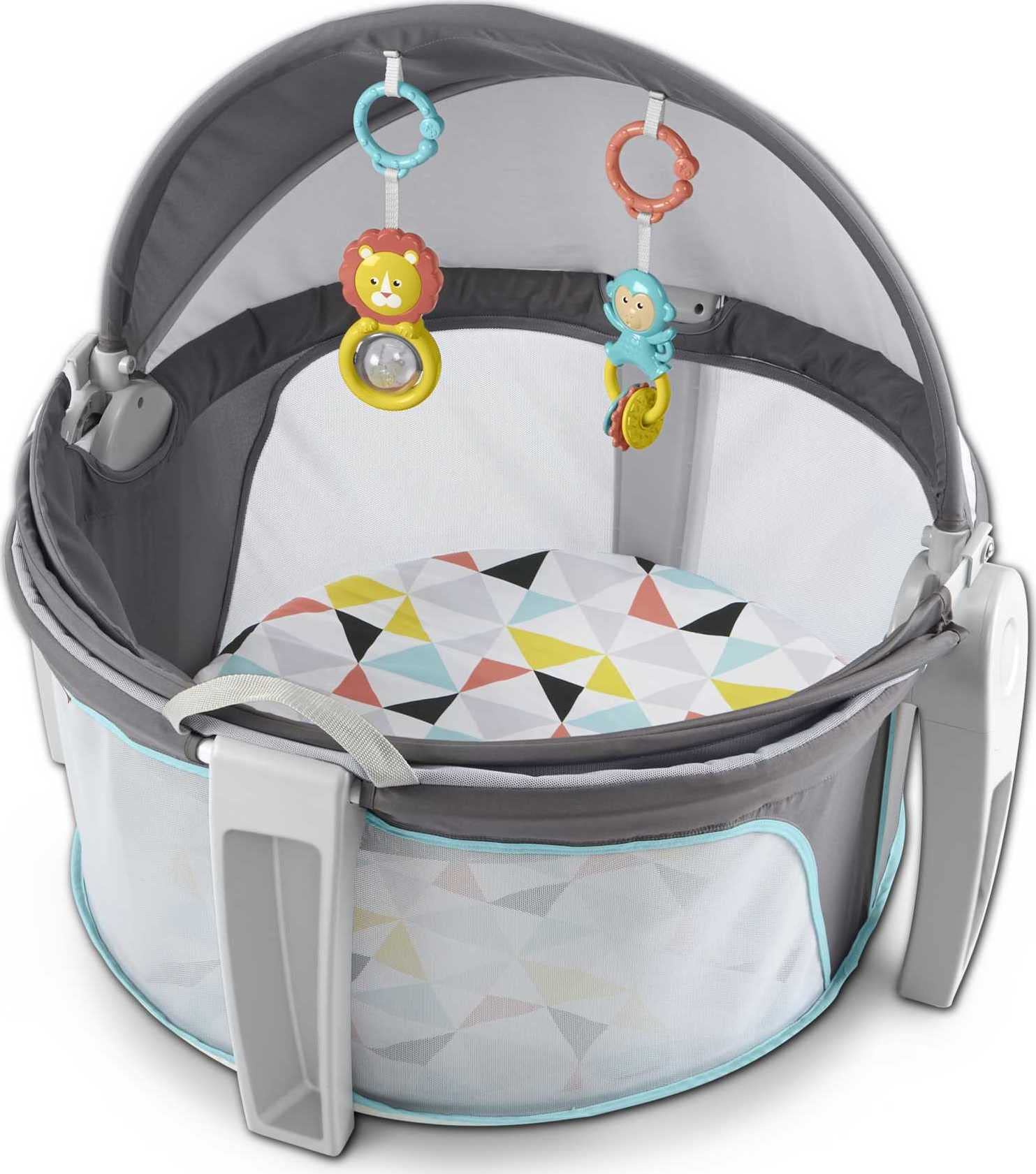 Fisher-Price Portable Bassinet and Travel-Play Area with Baby Toys, Indoor and Outdoor Use, On-the-Go Baby Dome, Windmill