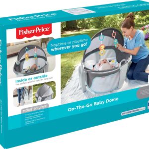 Fisher-Price Portable Bassinet and Travel-Play Area with Baby Toys, Indoor and Outdoor Use, On-the-Go Baby Dome, Windmill