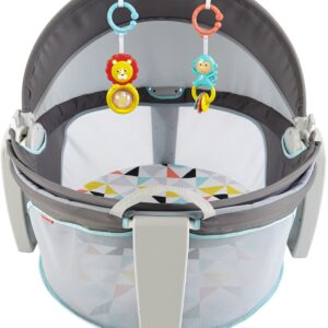 Fisher-Price Portable Bassinet and Travel-Play Area with Baby Toys, Indoor and Outdoor Use, On-the-Go Baby Dome, Windmill