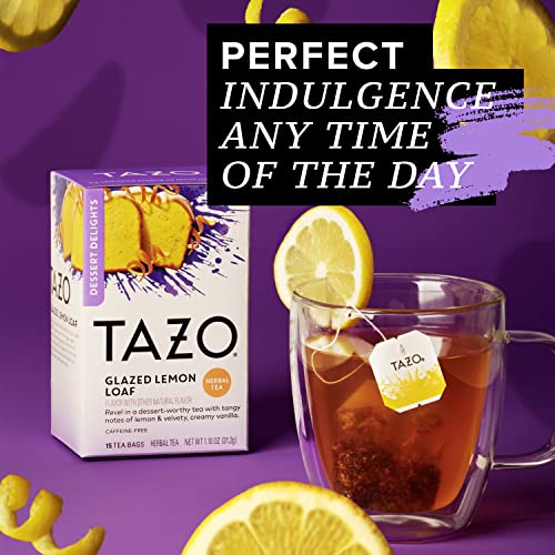 TAZO Glazed Lemon Loaf Herbal Tea Bags, Aromatic Blend, Caffeine-Free, 15 Tea Bags, 6 Count