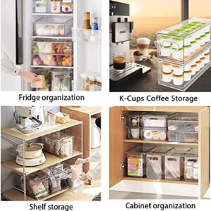 MANO Fridge Drawer Pull Out Stackable Bins with Handle Clear Refrigerator Drawers Organizer Food Storage Container Box with Dividers Plastic Produce Saver for Pantry, Cabinet, Kitchen, Clothes