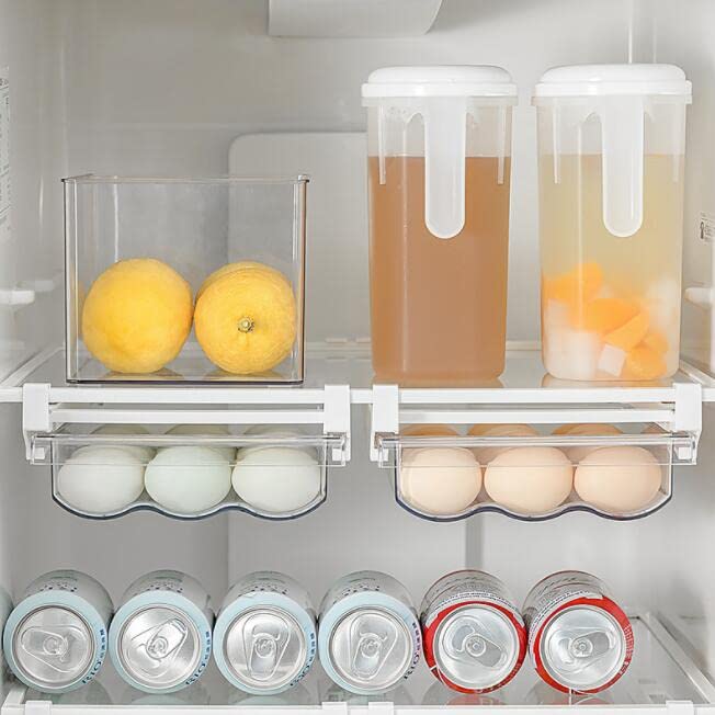 Cool Cook Refrigerator Organizer Bins with Handle, Pull-Out Fridge Drawer Organizer, Freely Pullable Refrigerator Storage Box with.Fridge Egg Drawers