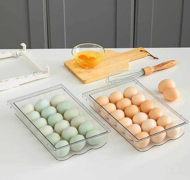 Cool Cook Refrigerator Organizer Bins with Handle, Pull-Out Fridge Drawer Organizer, Freely Pullable Refrigerator Storage Box with.Fridge Egg Drawers
