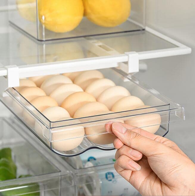 Cool Cook Refrigerator Organizer Bins with Handle, Pull-Out Fridge Drawer Organizer, Freely Pullable Refrigerator Storage Box with.Fridge Egg Drawers