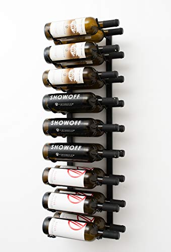 VintageView W Series (3 Ft) - 18 Bottle Wall Mounted Wine Rack (Satin Black) Stylish Modern Wine Storage with Label Forward Design