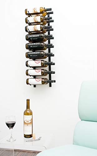 VintageView W Series (3 Ft) - 18 Bottle Wall Mounted Wine Rack (Satin Black) Stylish Modern Wine Storage with Label Forward Design