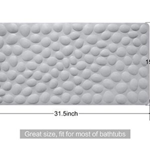 Non-Slip Bathtub Mat OTHWAY Soft Rubber Bathroom Bathmat with Strong Suction Cups (Grey)