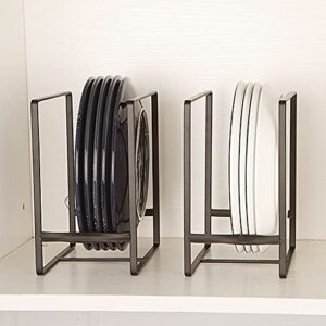 hikinlichi 2 pack large plate holders organizers upright cabinet dish drying racks metal plate dish organizers racks stands for countertop and cupboard 7.87in. x 6.29in. x 4.52in. black