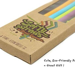 Softy Straws Premium Reusable Silicone Drinking Straws + Patented Straw Squeegee - 9” Long With Curved Bend for 20/30/32oz Tumblers - BPA Free (Non-Rubber), Flexible, Bendy, Safe for Kids / Toddlers