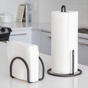 Umbra Squire Napkin Holder for Kitchen, Works with Square and Rectangular Napkins for Dinner, Luncheon or Cocktail, Black