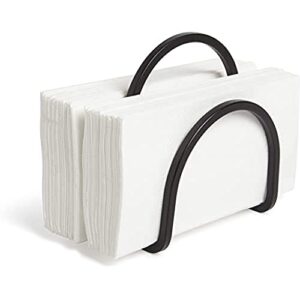 umbra squire napkin holder for kitchen, works with square and rectangular napkins for dinner, luncheon or cocktail, black
