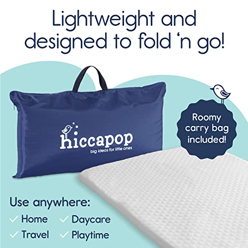 hiccapop Pack and Play Mattress Pad for (38"x26"x1") Portable Crib Playpen | Playard Mattress for Pack and Play | Pack N Play Mattress Topper with Travel Carry Bag & Soft Washable Cover