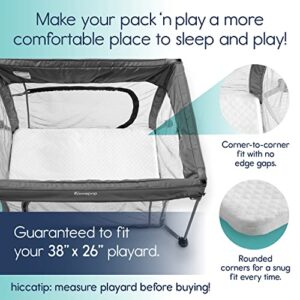 hiccapop Pack and Play Mattress Pad for (38"x26"x1") Portable Crib Playpen | Playard Mattress for Pack and Play | Pack N Play Mattress Topper with Travel Carry Bag & Soft Washable Cover