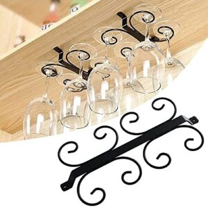 hanging wine glass rack under cabinet stemware rack,wine glass holder under shelf storage stemware holder for cabinet kitchen bar (8-cup)