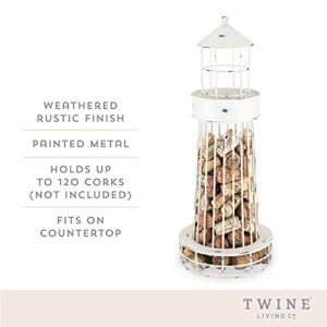 Twine 5599 Lighthouse Wine Cork Holder and Farmhouse Home Decor Kitchen Accessory, Set of 1, White