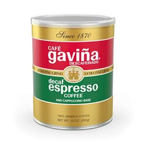 cafe gavina decaf espresso roast extra fine ground coffee, 100% arabica, 10-ounce can