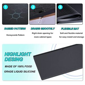 Sdpeia Under Sink Mat for [34" x 22" ] Cabinet, Silicone Under Sink Liner, Kitchen Cabinet Liner Holds Over 2.2 Gallons, Cabinet Protector, Under Sink Tray for Drips, Leaks, Spills (Black)