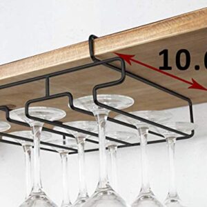 Bafvt Wine Glass Holder - Stemware Rack Under Cabinet - 304 Stainless Steel Hanger Storage Shelf, Fit for The Cabinet 0.8“ or Less (black, 3 Rows)