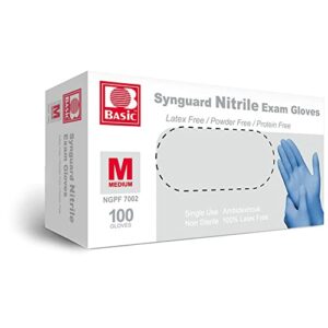 basic medical blue nitrile exam gloves – latex-free & powder-free – ngpf-7002 (box of 100), medium