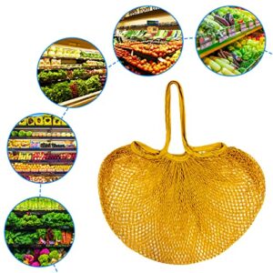 YOYI YOYI Reusable Produce Bags Cotton Mesh Grocery Bags,Washable Portable Vegetable Bag, 100% Cotton Mesh String Organizer Shopping Bag Handle Net Tote(2 Piece yellow Large)