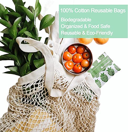 YOYI YOYI Reusable Produce Bags Cotton Mesh Grocery Bags,Washable Portable Vegetable Bag, 100% Cotton Mesh String Organizer Shopping Bag Handle Net Tote(2 Piece yellow Large)