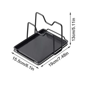 SUNFCON Pot Pan Lids Holder Cutting Board Rack Chopping Board Organizer Stand Spoon Rest w Drip Tray Kitchen Countertop Black