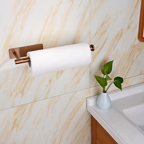 Paper Towel Holder-Paper Towel Holder Under Cabinet Wall Mounted Magnetic Paper Kitchen Towel Holder SUS304 Stainless Steel 13inch Rose Gold Paper Towel Holder for Bathroom Vanity Storage Organzier