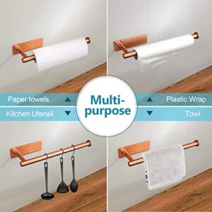 Paper Towel Holder-Paper Towel Holder Under Cabinet Wall Mounted Magnetic Paper Kitchen Towel Holder SUS304 Stainless Steel 13inch Rose Gold Paper Towel Holder for Bathroom Vanity Storage Organzier