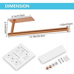 Paper Towel Holder-Paper Towel Holder Under Cabinet Wall Mounted Magnetic Paper Kitchen Towel Holder SUS304 Stainless Steel 13inch Rose Gold Paper Towel Holder for Bathroom Vanity Storage Organzier