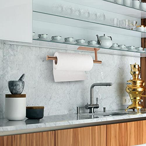 Paper Towel Holder-Paper Towel Holder Under Cabinet Wall Mounted Magnetic Paper Kitchen Towel Holder SUS304 Stainless Steel 13inch Rose Gold Paper Towel Holder for Bathroom Vanity Storage Organzier