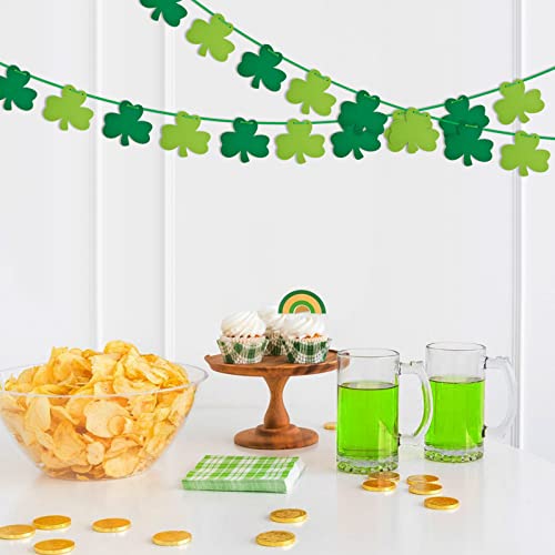 St Patricks Day Decorations 5 Pack Shamrock Clover Felt Banner Garland for St Patricks Day Decor Dark Green Light Green for Party Home Store