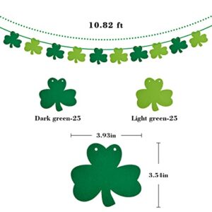 St Patricks Day Decorations 5 Pack Shamrock Clover Felt Banner Garland for St Patricks Day Decor Dark Green Light Green for Party Home Store