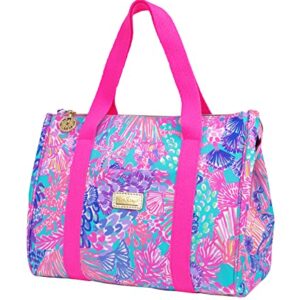 Lilly Pulitzer Thermal Insulated Lunch Cooler Large Capacity, Women's Lunch Bag with Storage Pocket and Shoulder Straps, Splendor in the Sand