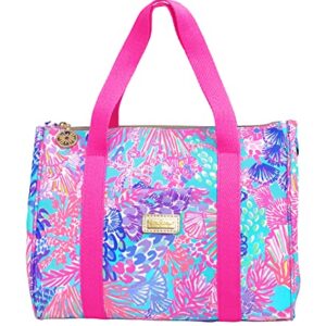Lilly Pulitzer Thermal Insulated Lunch Cooler Large Capacity, Women's Lunch Bag with Storage Pocket and Shoulder Straps, Splendor in the Sand