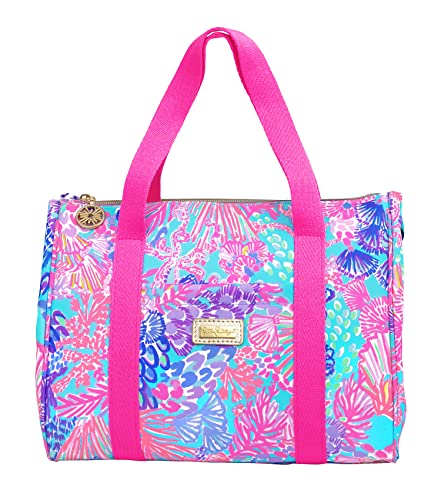 Lilly Pulitzer Thermal Insulated Lunch Cooler Large Capacity, Women's Lunch Bag with Storage Pocket and Shoulder Straps, Splendor in the Sand